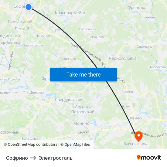 Софрино to Электросталь map