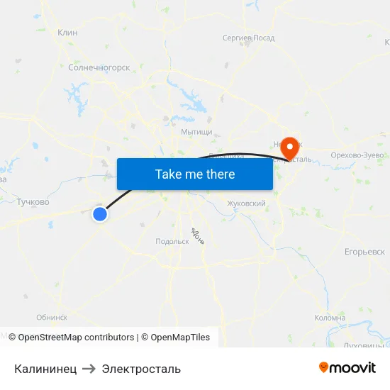 Калининец to Электросталь map