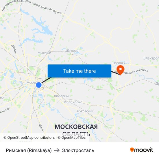 Римская (Rimskaya) to Электросталь map