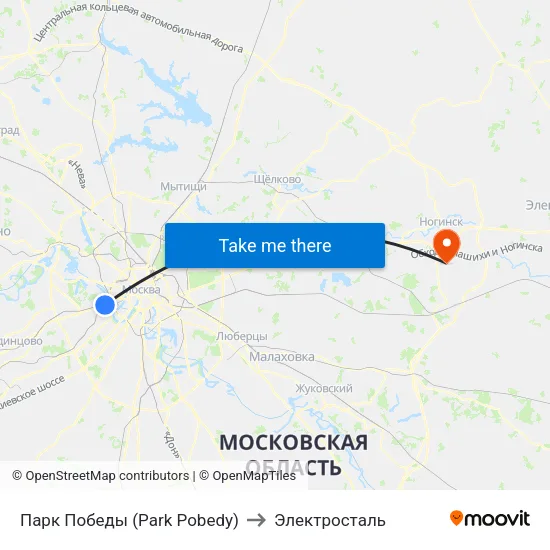 Парк Победы (Park Pobedy) to Электросталь map