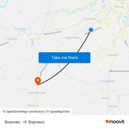 Внуково to Ворсино map