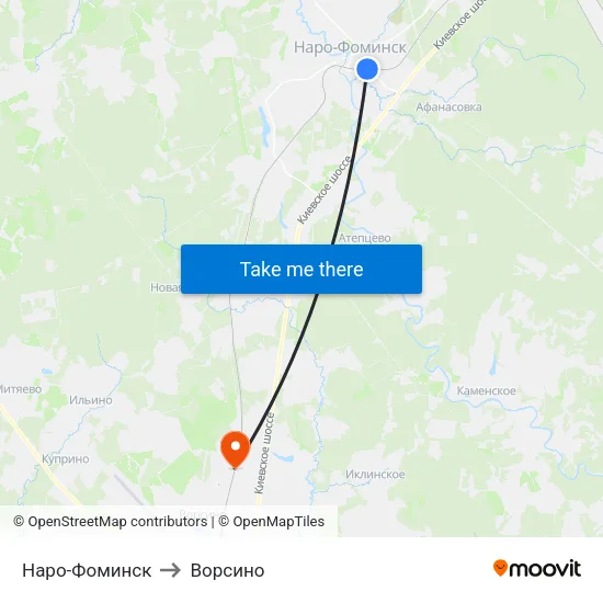 Наро-Фоминск to Ворсино map