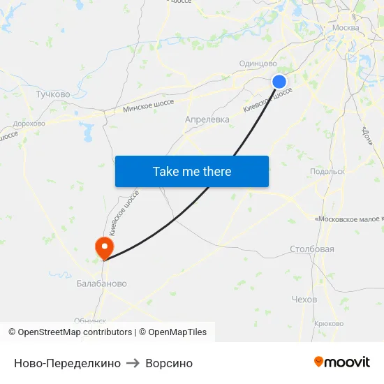 Ново-Переделкино to Ворсино map