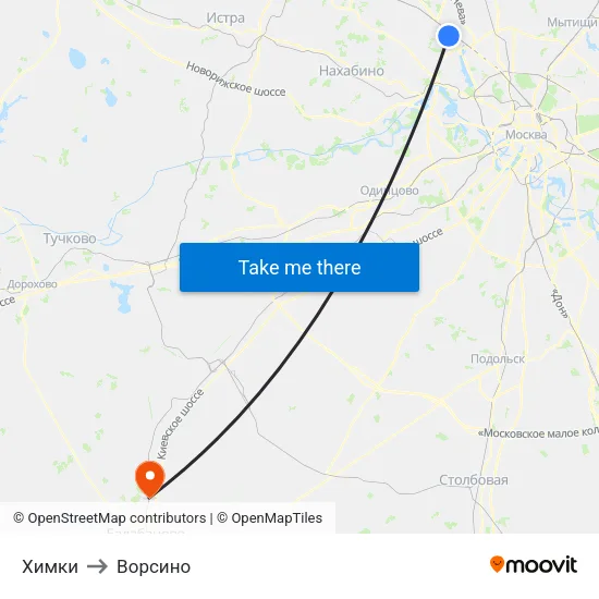 Химки to Ворсино map