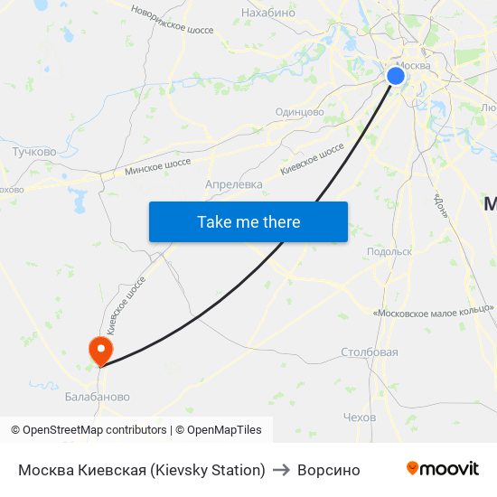 Москва Киевская (Kievsky Station) to Ворсино map