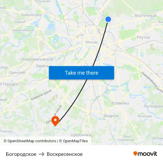 Богородское to Воскресенское map