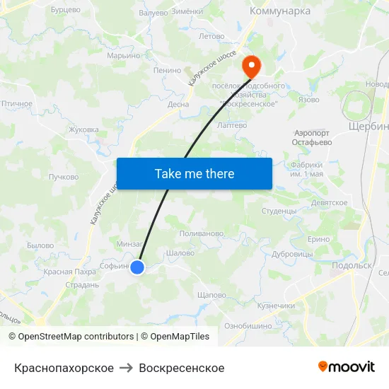 Краснопахорское to Воскресенское map
