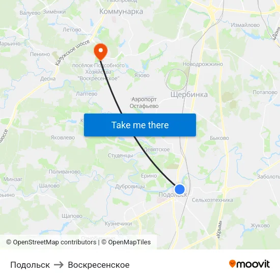 Подольск to Воскресенское map