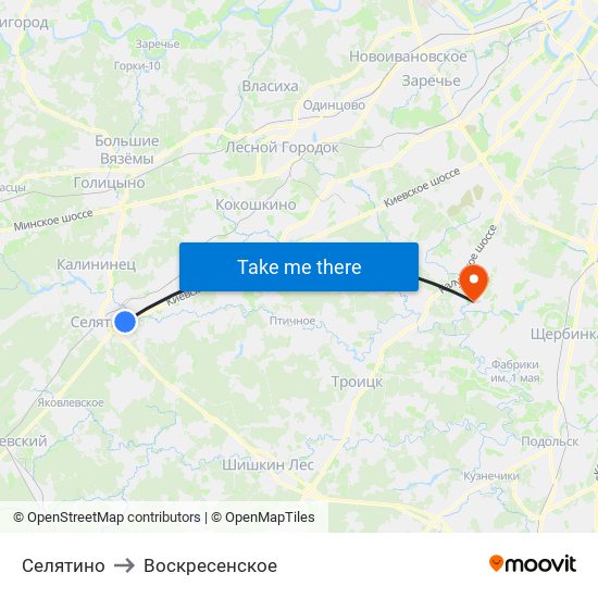 Селятино to Воскресенское map