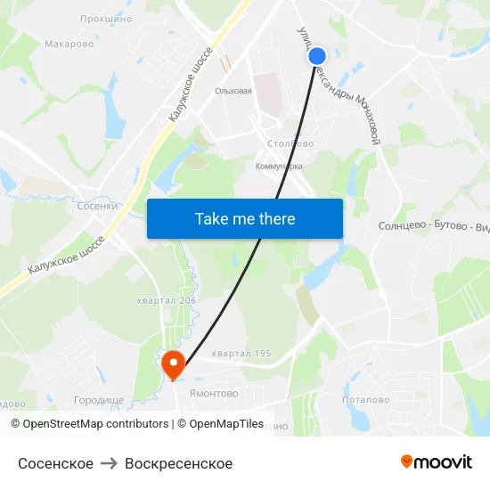 Сосенское to Воскресенское map
