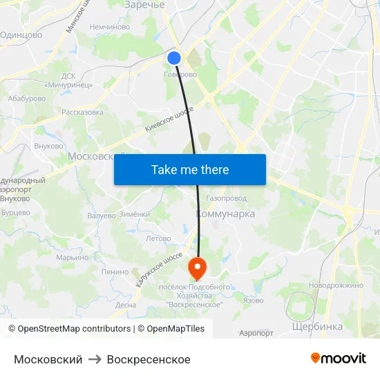 Московский to Воскресенское map