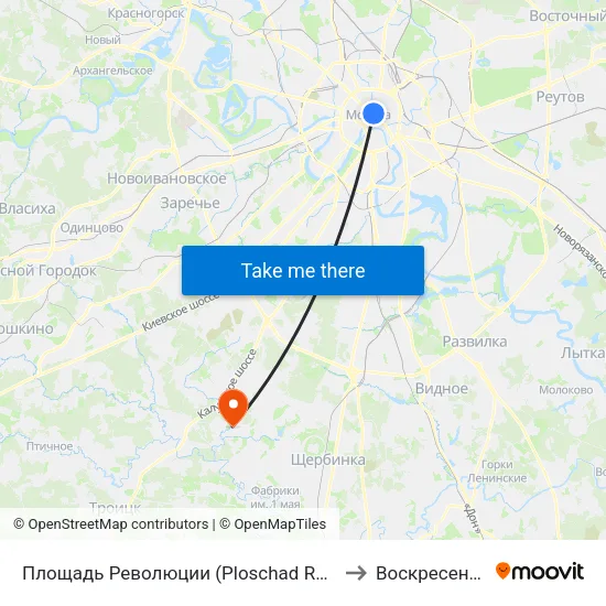 Площадь Революции (Ploschad Revolyutsii) to Воскресенское map