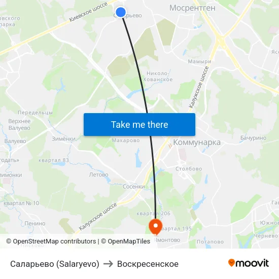 Саларьево (Salaryevo) to Воскресенское map
