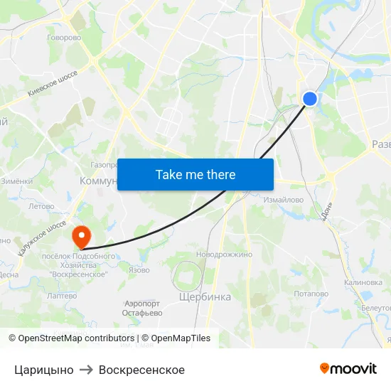 Царицыно to Воскресенское map