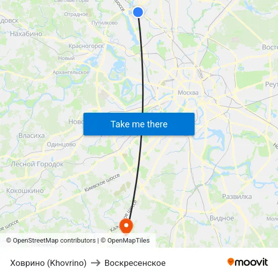 Ховрино (Khovrino) to Воскресенское map