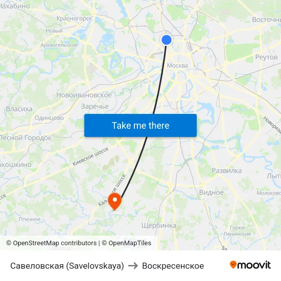 Савеловская (Savelovskaya) to Воскресенское map