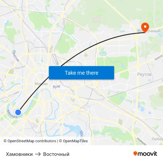Хамовники to Восточный map