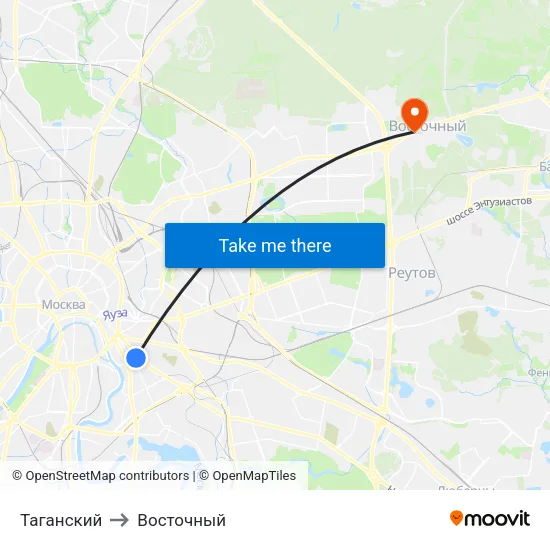 Таганский to Восточный map