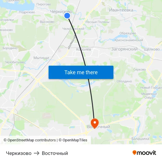 Черкизово to Восточный map