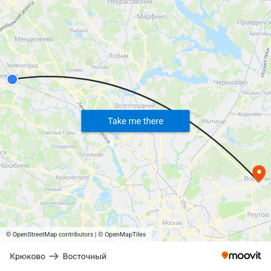 Крюково to Восточный map