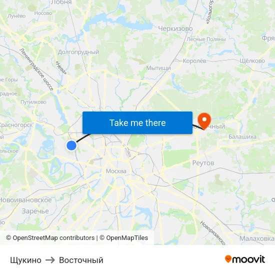 Щукино to Восточный map