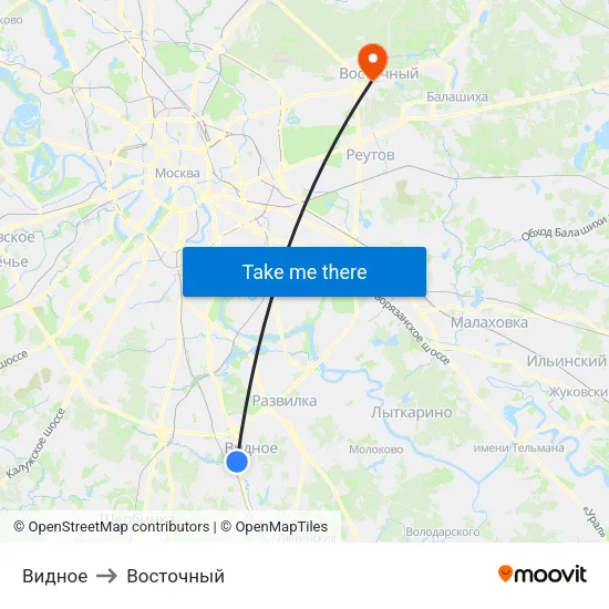 Видное to Восточный map