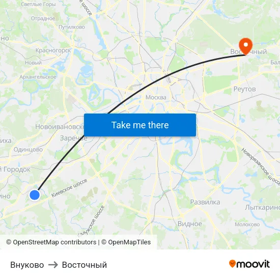 Внуково to Восточный map