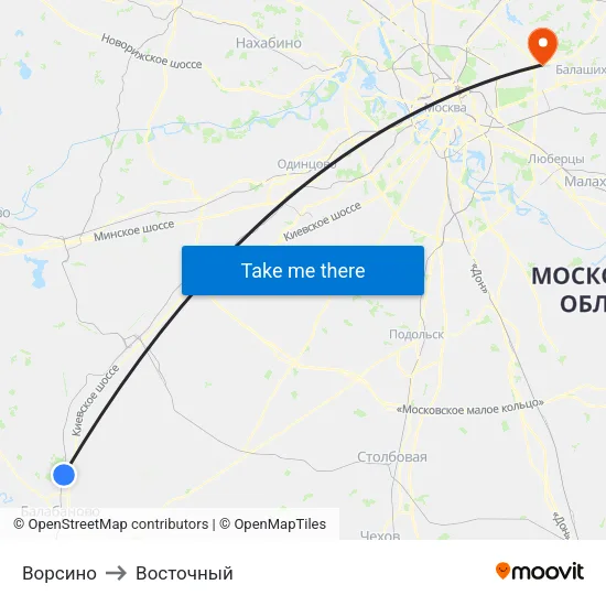 Ворсино to Восточный map