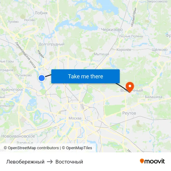 Левобережный to Восточный map