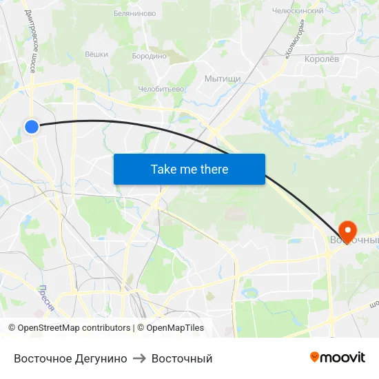 Восточное Дегунино to Восточный map
