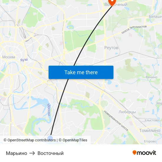 Марьино to Восточный map
