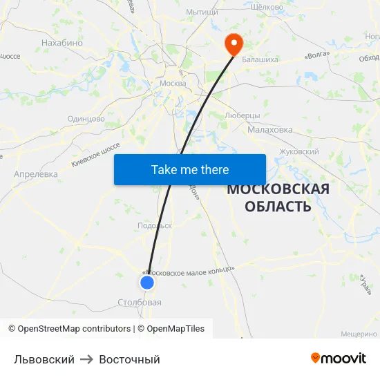 Львовский to Восточный map