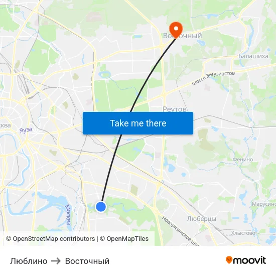 Люблино to Восточный map
