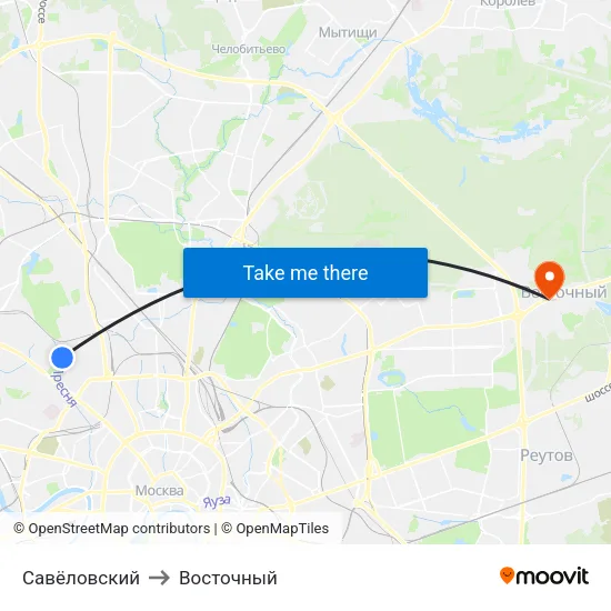Савёловский to Восточный map
