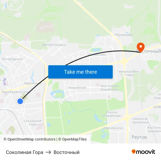 Соколиная Гора to Восточный map