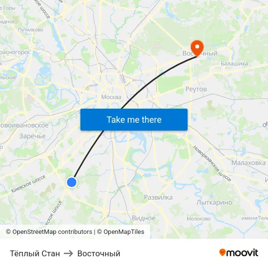 Тёплый Стан to Восточный map