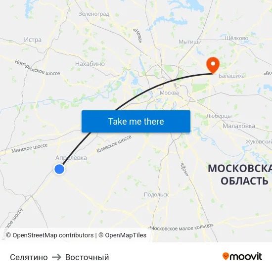 Селятино to Восточный map