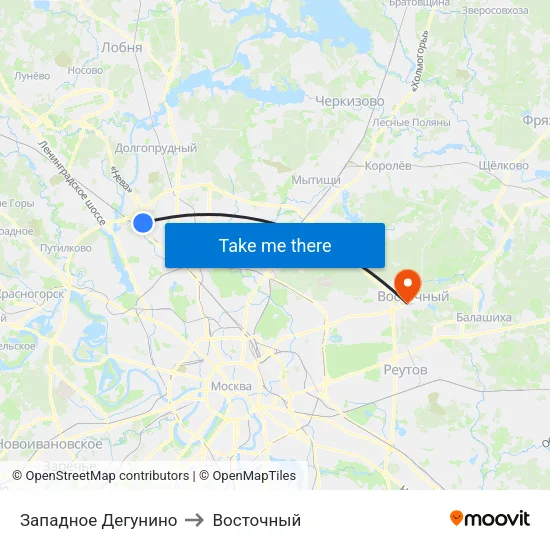 Западное Дегунино to Восточный map