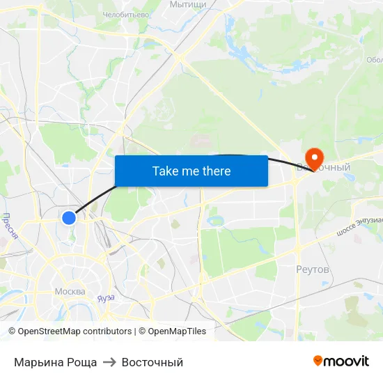 Марьина Роща to Восточный map