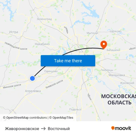 Жаворонковское to Восточный map