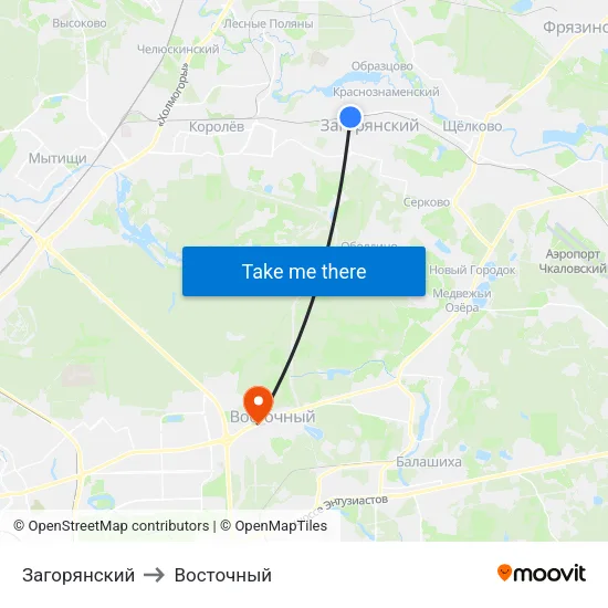Загорянский to Восточный map