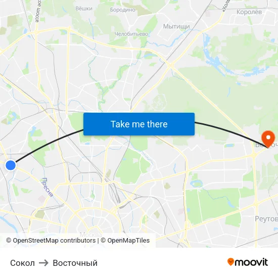 Сокол to Восточный map