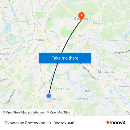 Бирюлёво Восточное to Восточный map