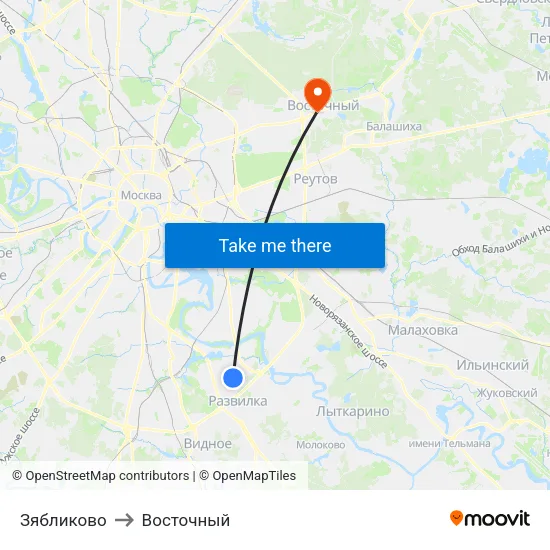 Зябликово to Восточный map