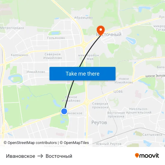 Ивановское to Восточный map