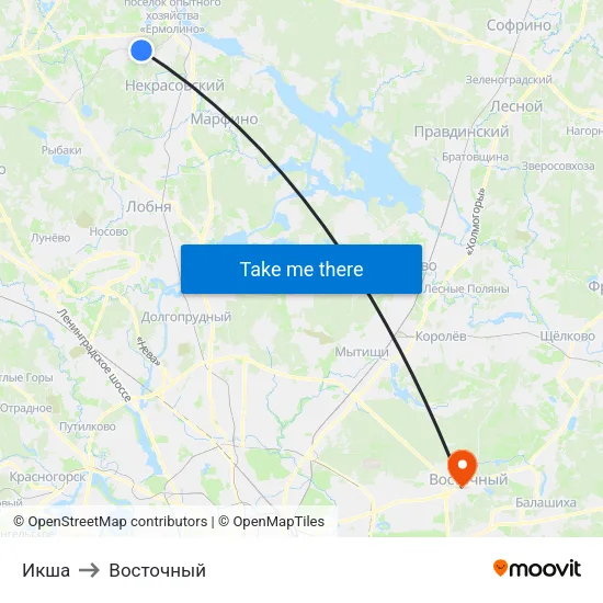 Икша to Восточный map