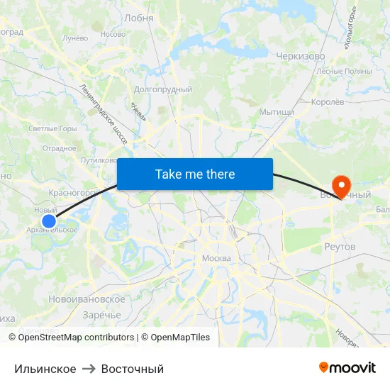 Ильинское to Восточный map