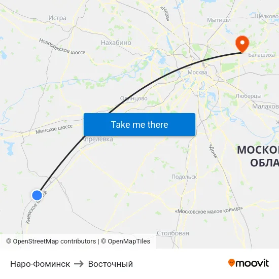 Наро-Фоминск to Восточный map