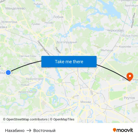 Нахабино to Восточный map