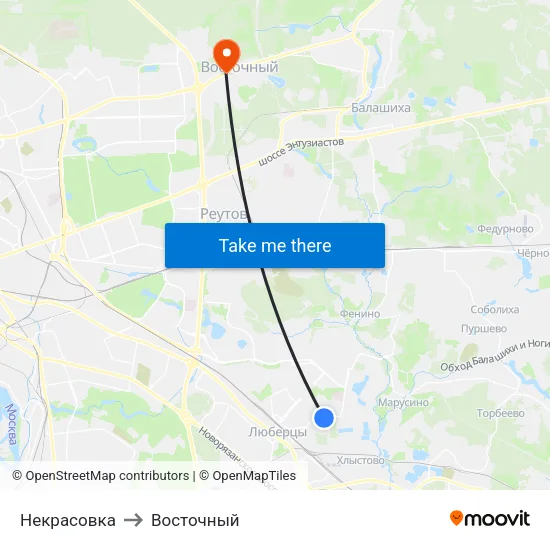 Некрасовка to Восточный map